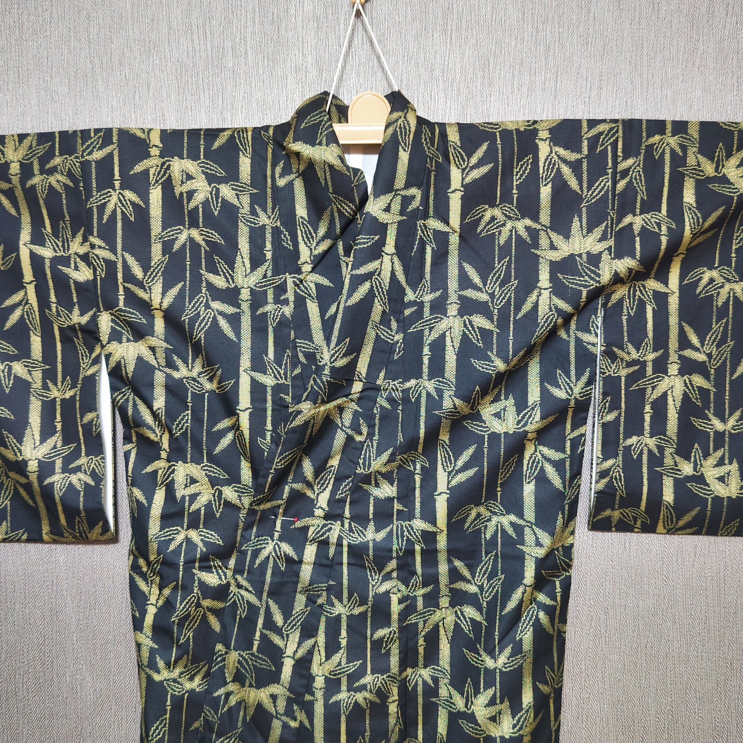 KIMONO Ruffle Sacoche Banboo Pattern &Black Canvas