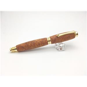 銘木材 万年筆/文房具 【花梨こぶ杢 かりん】 日本製 中太字 文具 オフィス用品 ステーショナリー