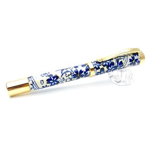 日本製 万年筆 /文房具 【藍染・流水桜 藍色】 美濃和紙 友禅紙 文具 オフィス用品 ステーショナリー