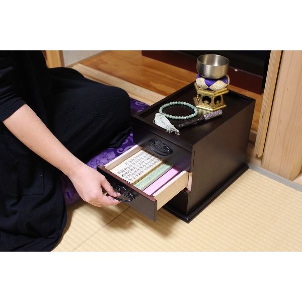 ミニ チェスト 収納棚 3段 約幅23×奥行き32×高さ25cm 木製 桐材 和風 完成品 お仏壇 仏間 リビング【代引不可】