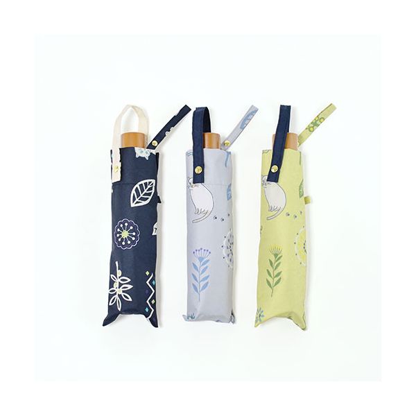 三国 MKN 雨でも晴れでも安心 シルバーコーティング雨晴兼用 55cm耐風楽ミニ傘 kasvi&CAT グレー S2711503