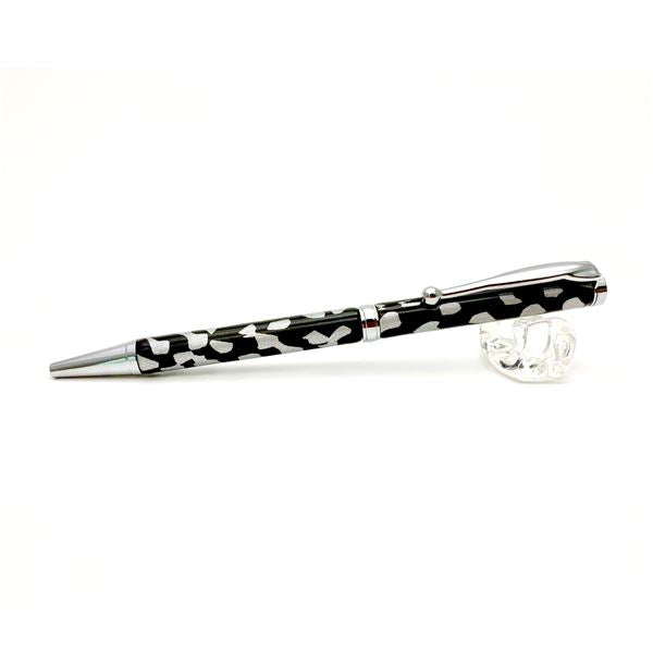 日本製 ハンドメイド ボールペン/文房具 【銀箔変り玉 黒銀】 クロスタイプ 芯:0.7mm 美濃和紙 友禅紙 文具 オフィス用品