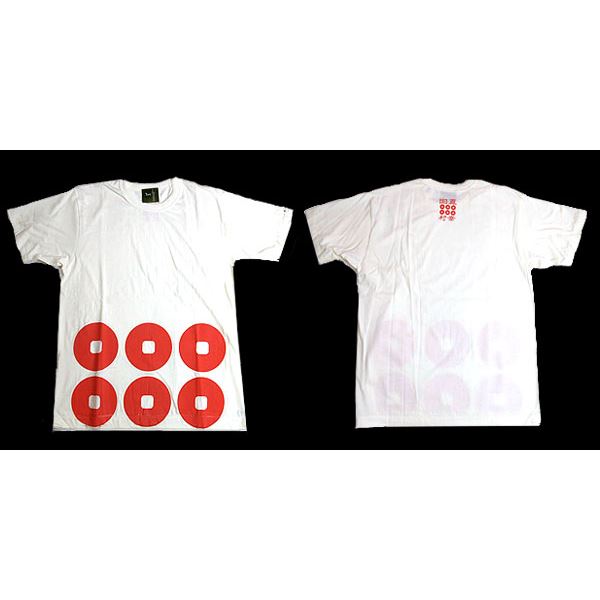 戦国武将Tシャツ 【真田幸村 六連銭】 3Lサイズ 半袖 チタホワイト(白) 〔メンズ 大きいサイズ Uネック おもしろ〕