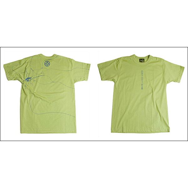 戦国武将Tシャツ 【本多忠勝 蜻蛉切】 XLサイズ 半袖 わさび色(グリーン) 〔メンズ 大きいサイズ Uネック おもしろ〕