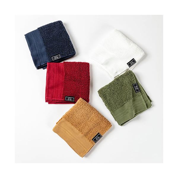 (まとめ) 楠橋紋織 くすばしタオル ダブルスター DOUBLE STAR タントロ ウォッシュタオル 約34cm×36cm カーキ 1-68265-51-MOG 【×5セット】