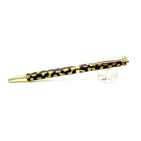 日本製 ハンドメイド ボールペン/文房具 【金箔変り玉・黒金】 クロスタイプ 芯:0.7mm 美濃和紙 友禅紙 文具 オフィス用品