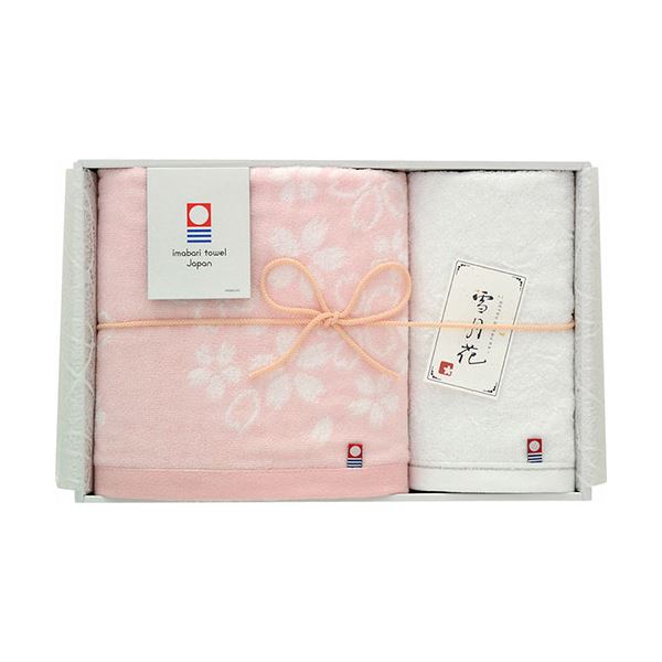 今治タオル 雪月花~さくら~ バスタオル&ウォッシュタオル バスタオル60×120cm、ウォッシュタオル34×35cm B1087514