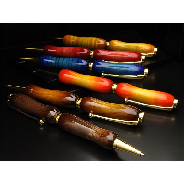 キャンディカラー ボールペン/文房具 【Red カーリーメイプル】 クロスタイプ 芯:0.7mm 日本製 文具 『Air Brush Wood Pen』