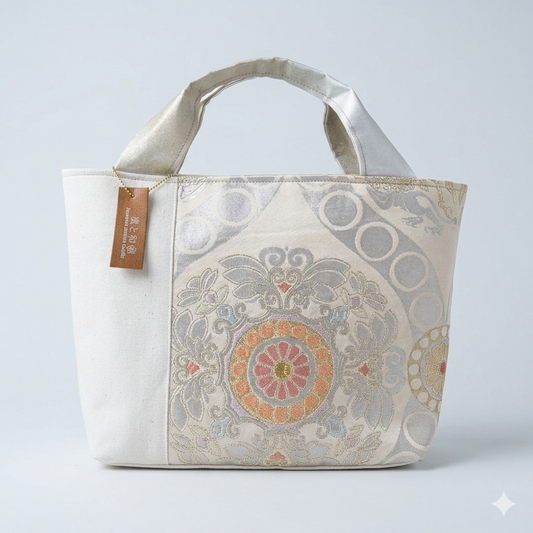 Handcrafted  KIMONO OBI Tote Bag-Recrafted Vintage Silk Artistry
