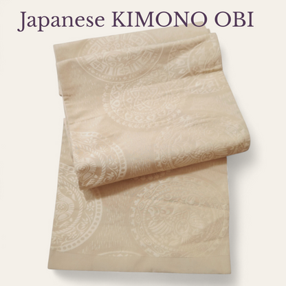 Hand-dyed Leather & Vintage KIMONO Obi Tote Bag -Artisan Luxury　with a shoulder strap