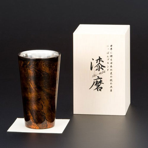 ウチキ 漆磨 漆塗りカップ 白檀(びゃくだん) ストレートカップ 黒(二重構造) SCW-L501