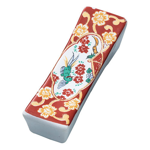 ヤマコー 用美 業務用 陶器・長角箸置 錦赤 yamaco15508