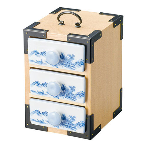 ヤマコー 用美 業務用 三段弁当(白木・山水) yamaco27020