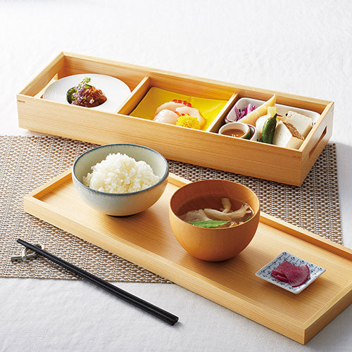 ヤマコー 用美 業務用 檜・長手弁当(三ツ仕切)ノンスリップ蓋付 yamaco38662