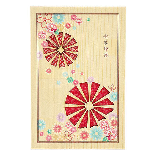 ヤマコー てまひま工房 御朱印帳 木製のかわいいデザイン 約18×12cm 花と傘 yamaco78747