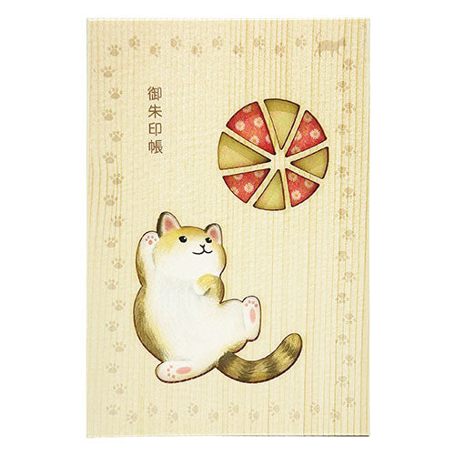 ヤマコー てまひま工房 御朱印帳 木製のかわいいデザイン 約18×12cm 猫と手毬 yamaco78748