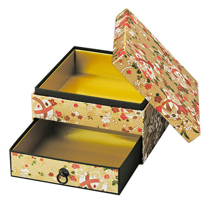 ヤマコー てまひま工房 華友禅 玉手箱 友禅柄の華やかな小物入れ 金 yamaco78817