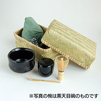 ヤマコー てまひま工房 New茶器茶喜お抹茶セット(茶碗・棗・茶せん・茶さじ・敷き布・布巾・竹製ケース) 白志野碗 yamaco80616