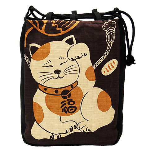 ヤマコー てまひま工房 厄除け粋柄 信玄袋 招き猫 yamaco88575