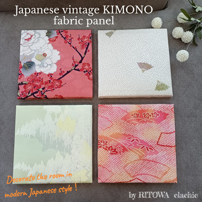 KIMONO Wall Art-Vintage Fabric Panel Set