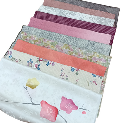 10pcs Vintage Japanese KIMONO Fabric Scraps -Silk Remnants for DIY Art Jewelry