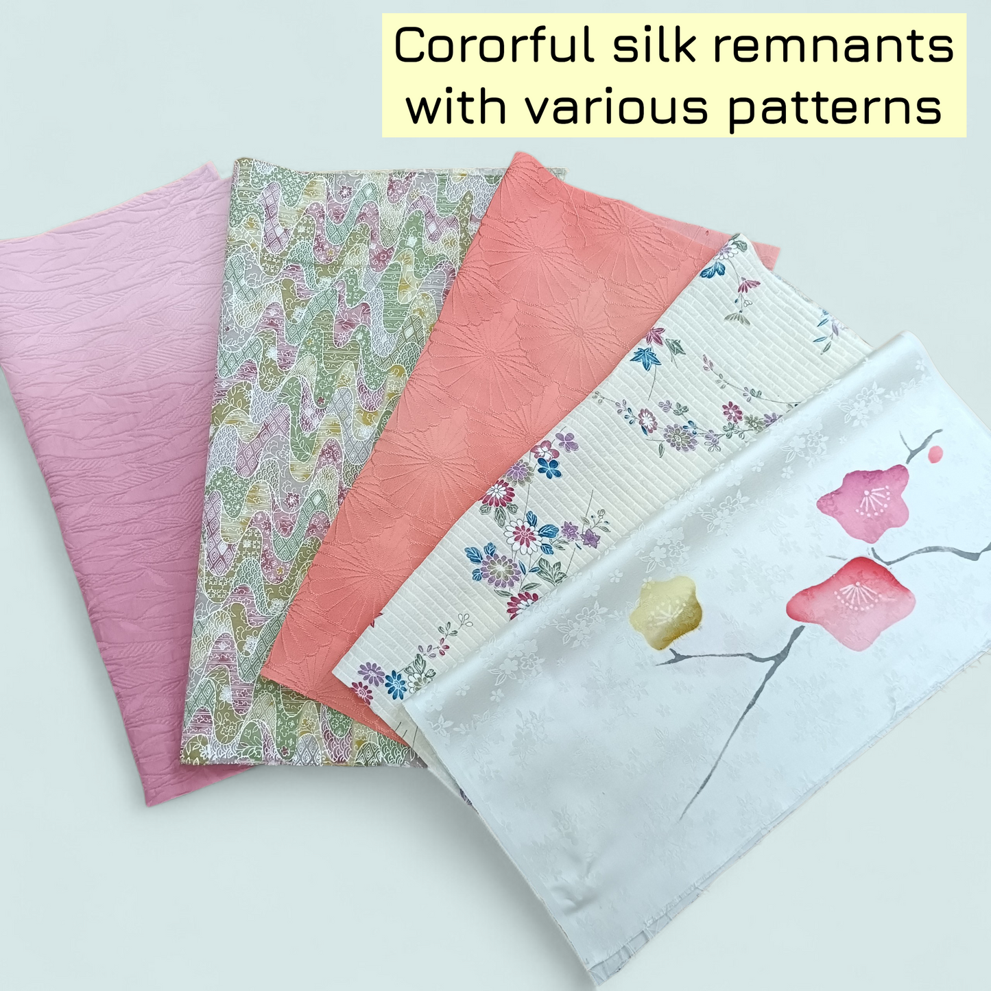10pcs Vintage Japanese KIMONO Fabric Scraps -Silk Remnants for DIY Art Jewelry
