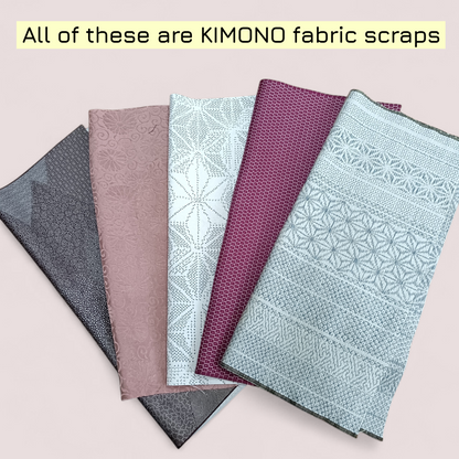 10pcs Vintage Japanese KIMONO Fabric Scraps -Silk Remnants for DIY Art Jewelry
