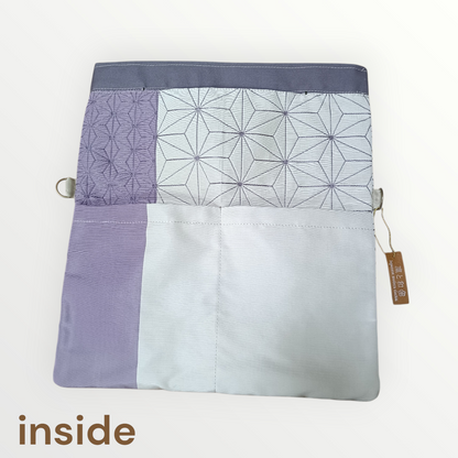 Lavender KIMONO OBI３-way Clutch Bag ASANOHA Pattern