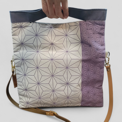 Lavender KIMONO OBI３-way Clutch Bag ASANOHA Pattern