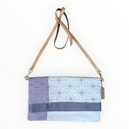 Lavender KIMONO OBI３-way Clutch Bag ASANOHA Pattern