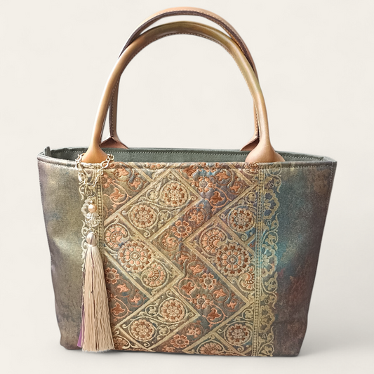 Limited edition: Leather Handle × Exclusive Luxury KIMONO Obi Tote Bag