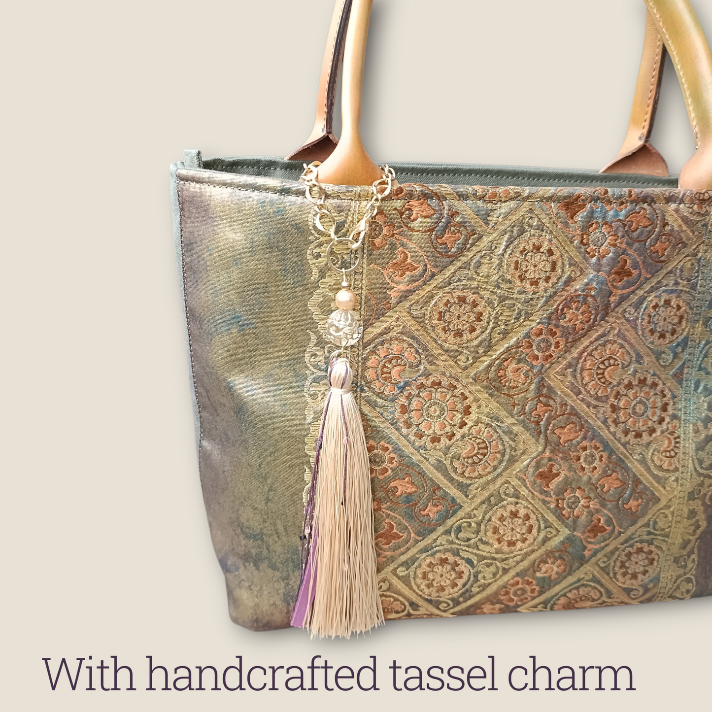 Limited edition: Leather Handle × Exclusive Luxury KIMONO Obi Tote Bag