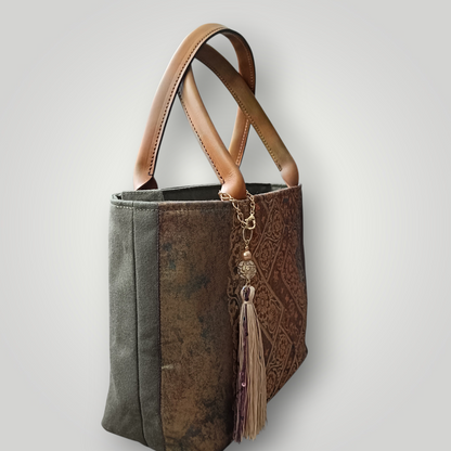 Limited edition: Leather Handle × Exclusive Luxury KIMONO Obi Tote Bag