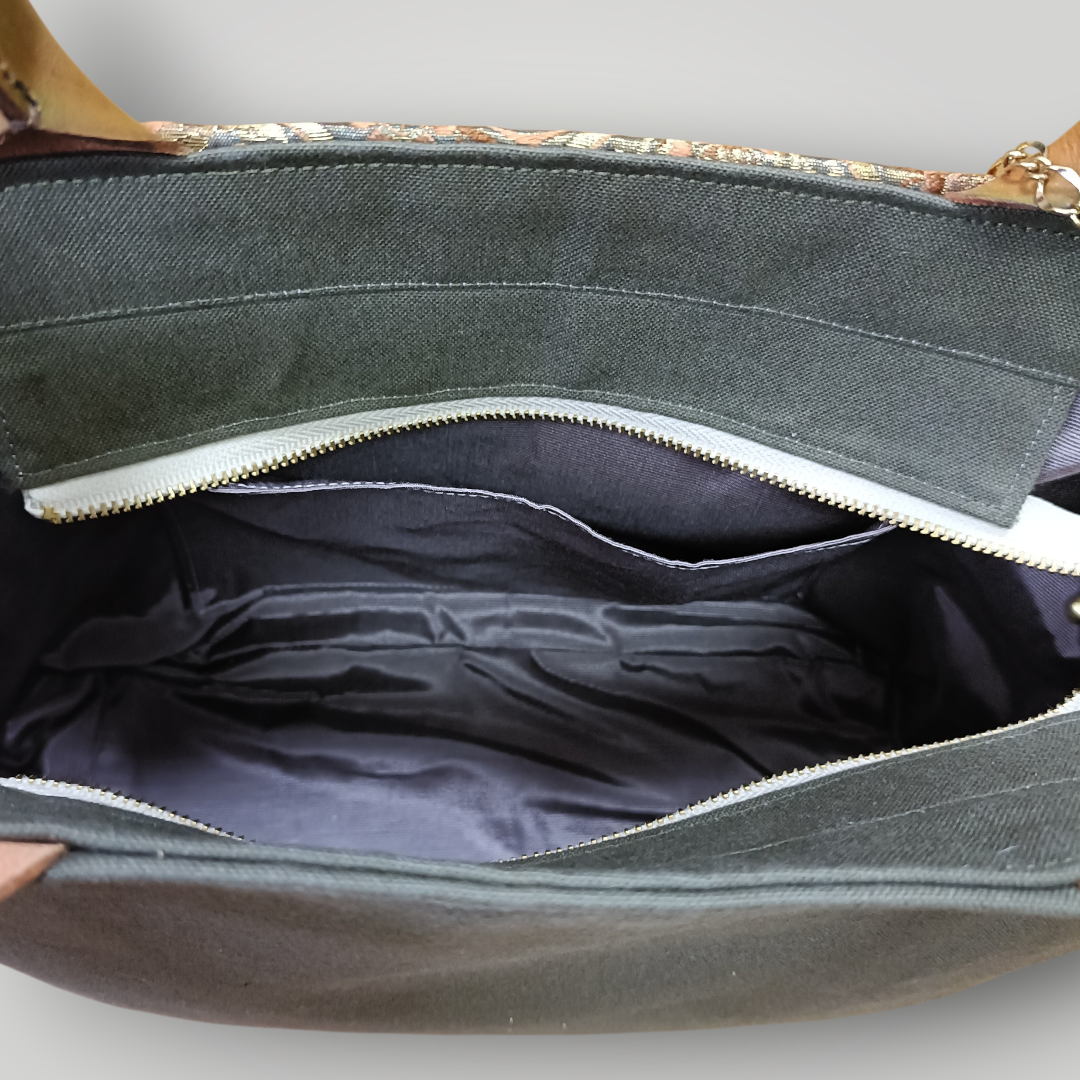 Limited edition: Leather Handle × Exclusive Luxury KIMONO Obi Tote Bag