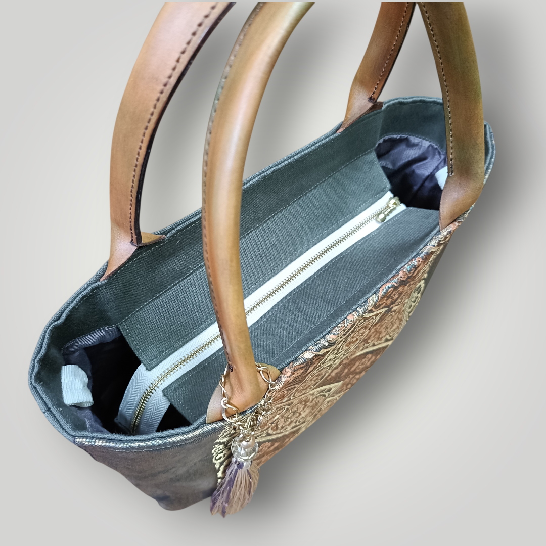 Limited edition: Leather Handle × Exclusive Luxury KIMONO Obi Tote Bag