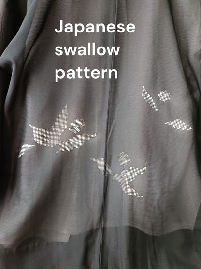 Vintage Kimono Haori & Silk Aloha Shirt Set - Black Sheer & Floral White