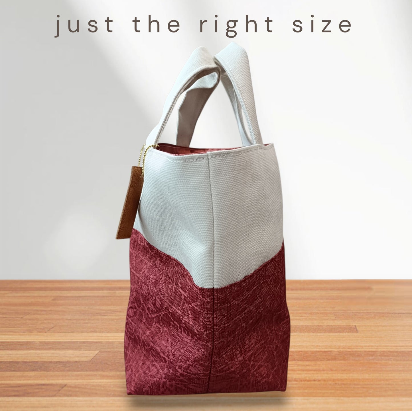 OOAK Elegant Crimson Floral -"Just the Right Size" Canvas & Kimono Mini Tote Bag