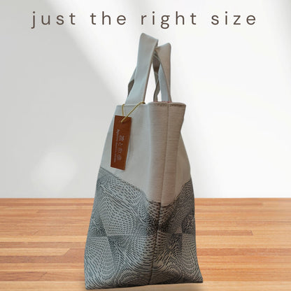 Light Grey Geometric Kimono Mini Tote Bag