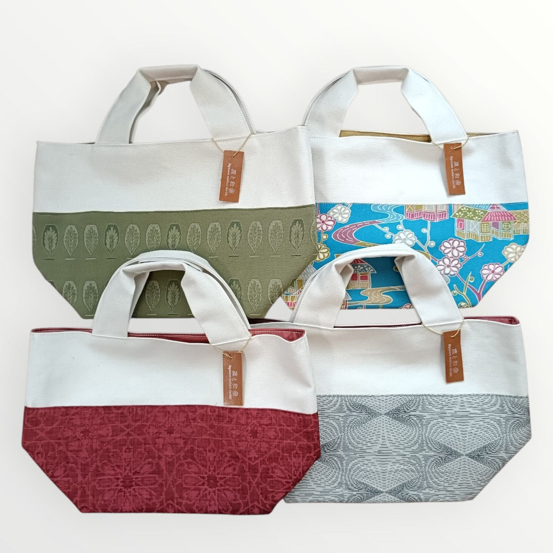 Light Grey Geometric Kimono Mini Tote Bag