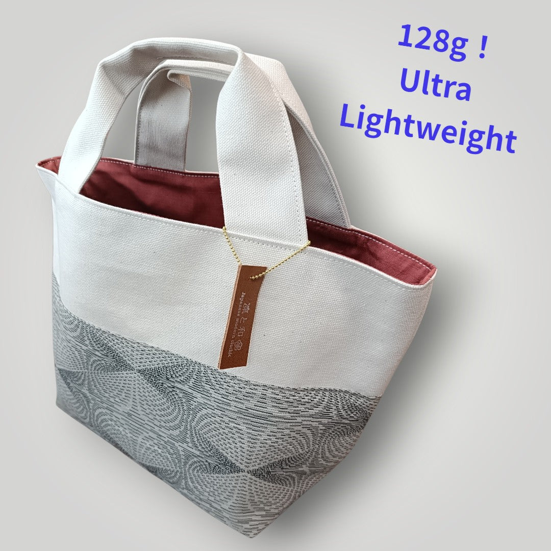 Light Grey Geometric Kimono Mini Tote Bag