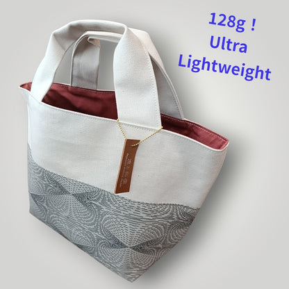 Light Grey Geometric Kimono Mini Tote Bag
