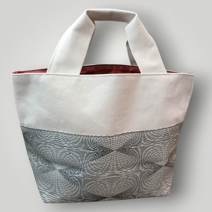 Light Grey Geometric Kimono Mini Tote Bag