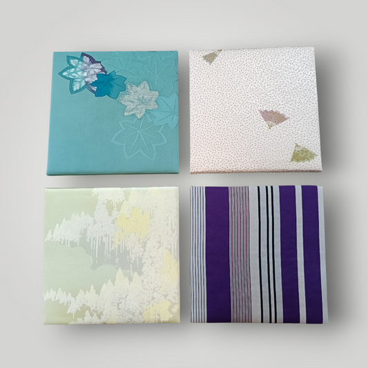 KIMONO Wall Art-Vintage Fabric Panel Set