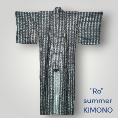 Handcrafted "Ro" Summer Kimono Sacoche - Translucent Silk & Hand-dyed Leather