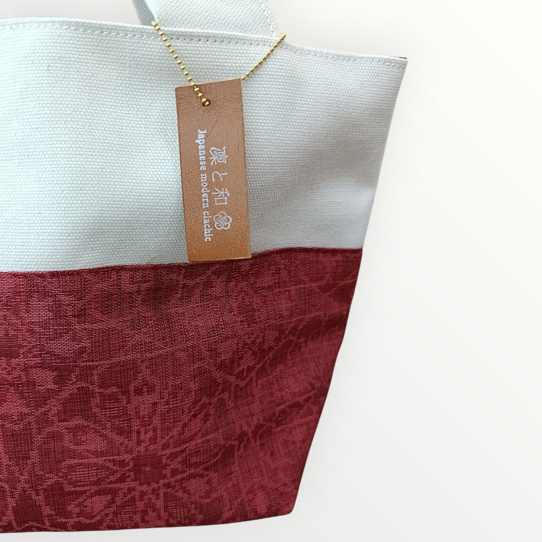 OOAK Elegant Crimson Floral -"Just the Right Size" Canvas & Kimono Mini Tote Bag