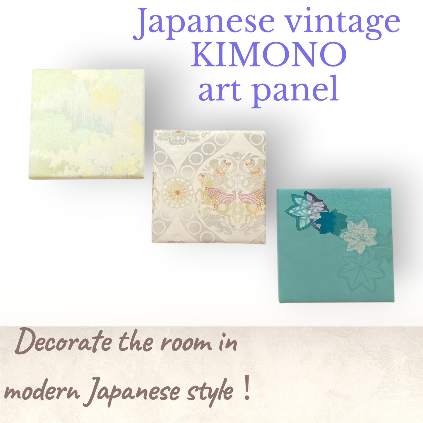 KIMONO Wall Art - Vintage Fabric Panel Set
