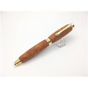銘木材 万年筆/文房具 【花梨こぶ杢 かりん】 日本製 中太字 文具 オフィス用品 ステーショナリー