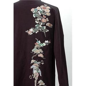 語れる立体和柄ロングTシャツ S-1952／花つくし M