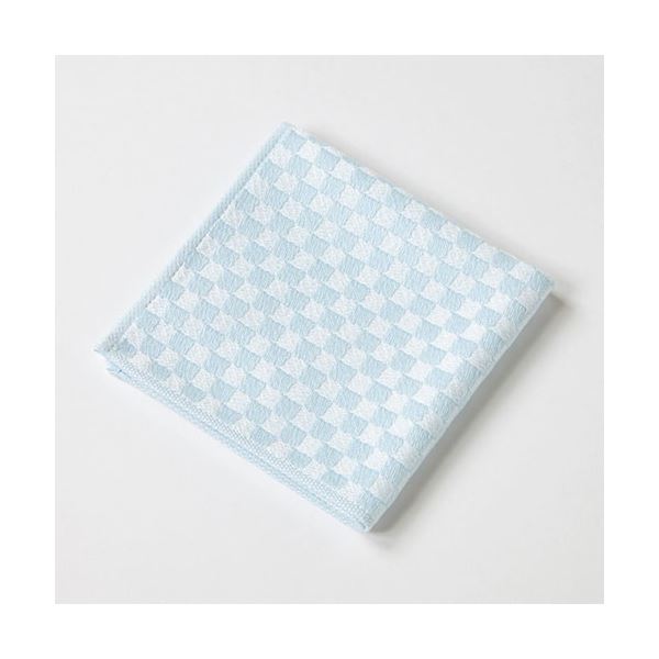 【5個セット】楠橋紋織 くすばしタオル わた音 しゅす織り ハンカチタオル 約25cm×25cm ブルー 1-61157-86-BX5