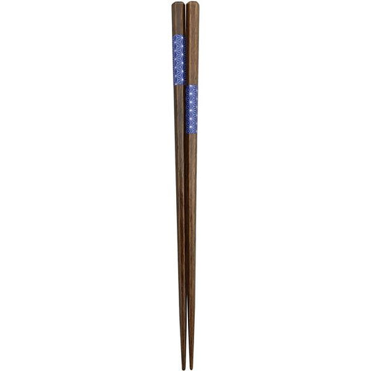 【5個セット】 アオバ 食洗箸 六角刺子市松 22.5cm 青